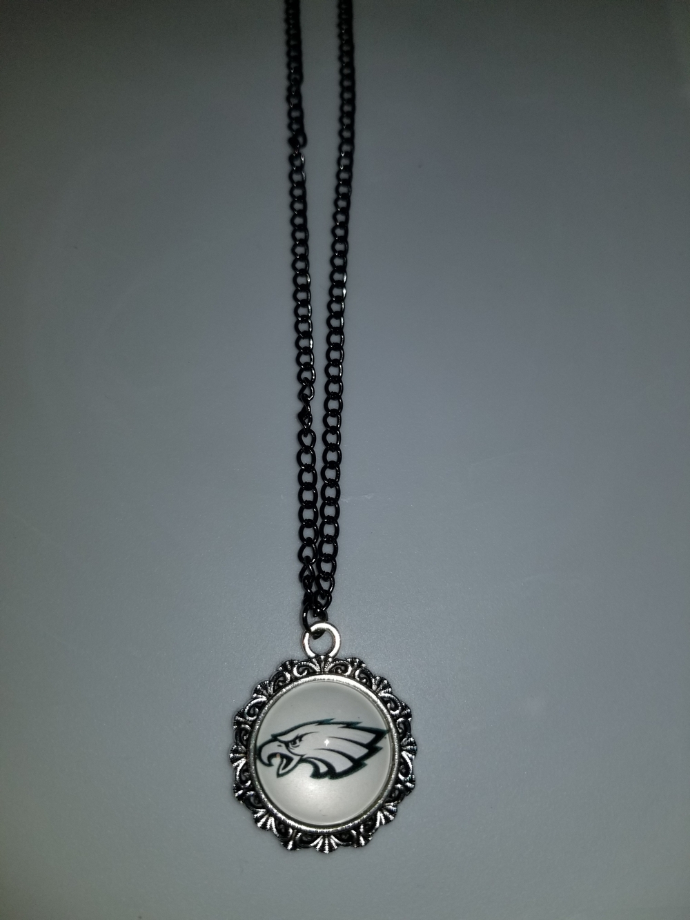 NWT Handcrafted Unisex Black Link Chain P. Eagles Necklace.